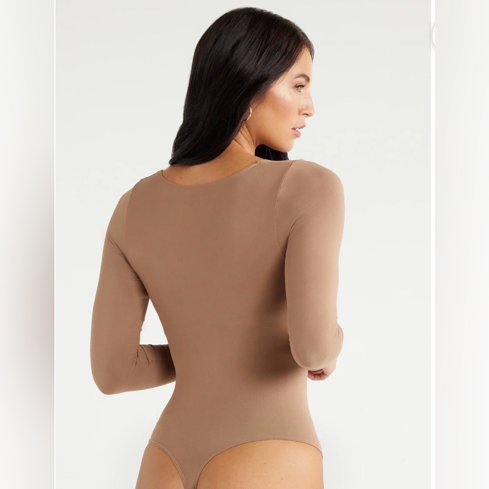 Sofia Vergara Seamless Smoothing Long Sleeve Bodysuit Cocoa Mocha Plus Size XXL